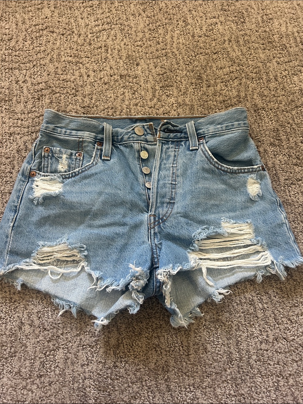 Distressed Levi 501 Shorts